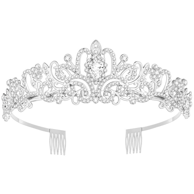 Queenship Tiara Crown for Women, Queen Tiara for Birthday Prom Bridal Party Custome Silver - Image 1